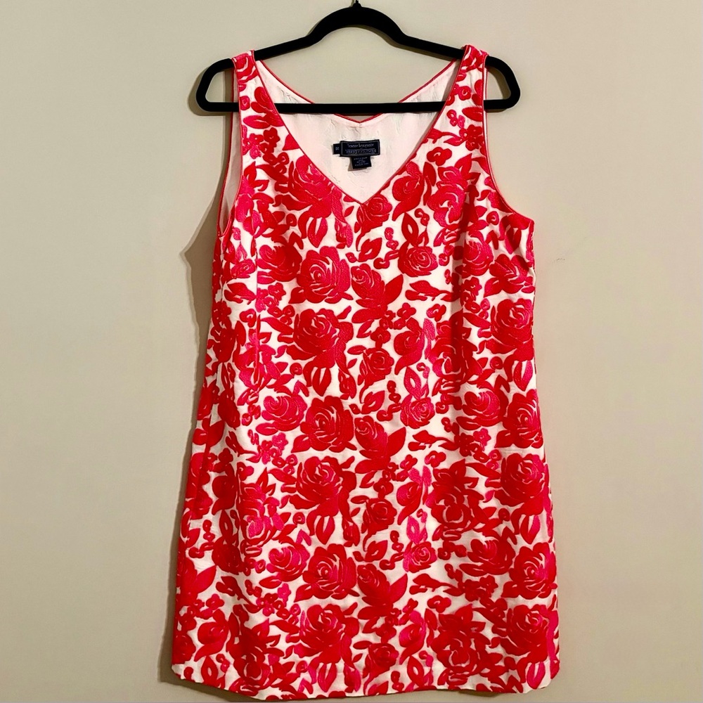 Vineyard Vines Kentucky Derby Pink Floral Embroidered Dress Size 14